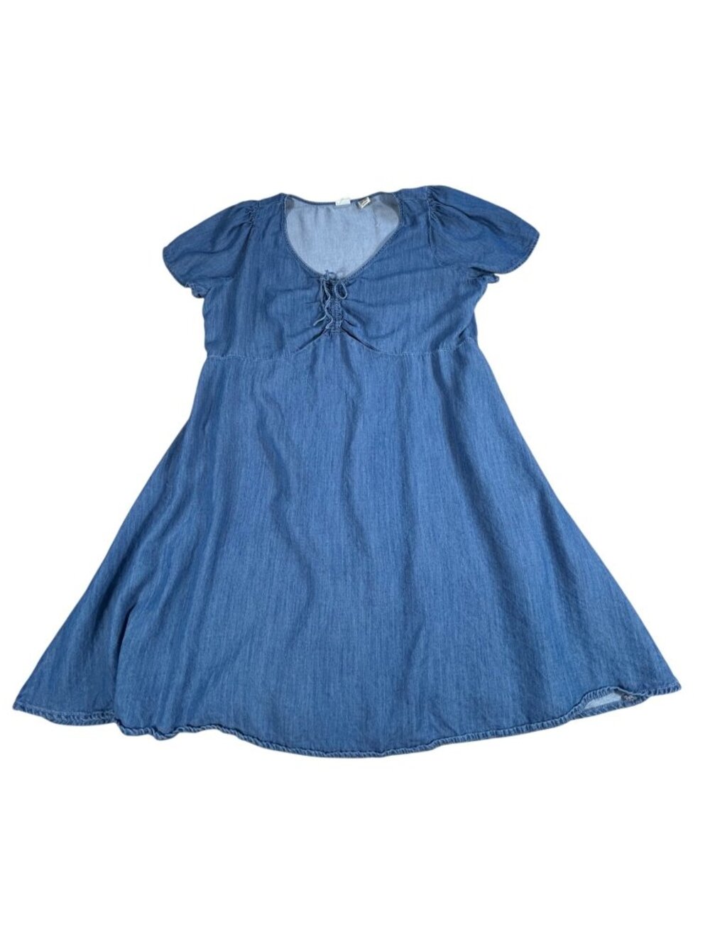 NEW Levis Blue Denim Short Sleeve Dress 2X Western Mini Flutter Sleeve Stretch